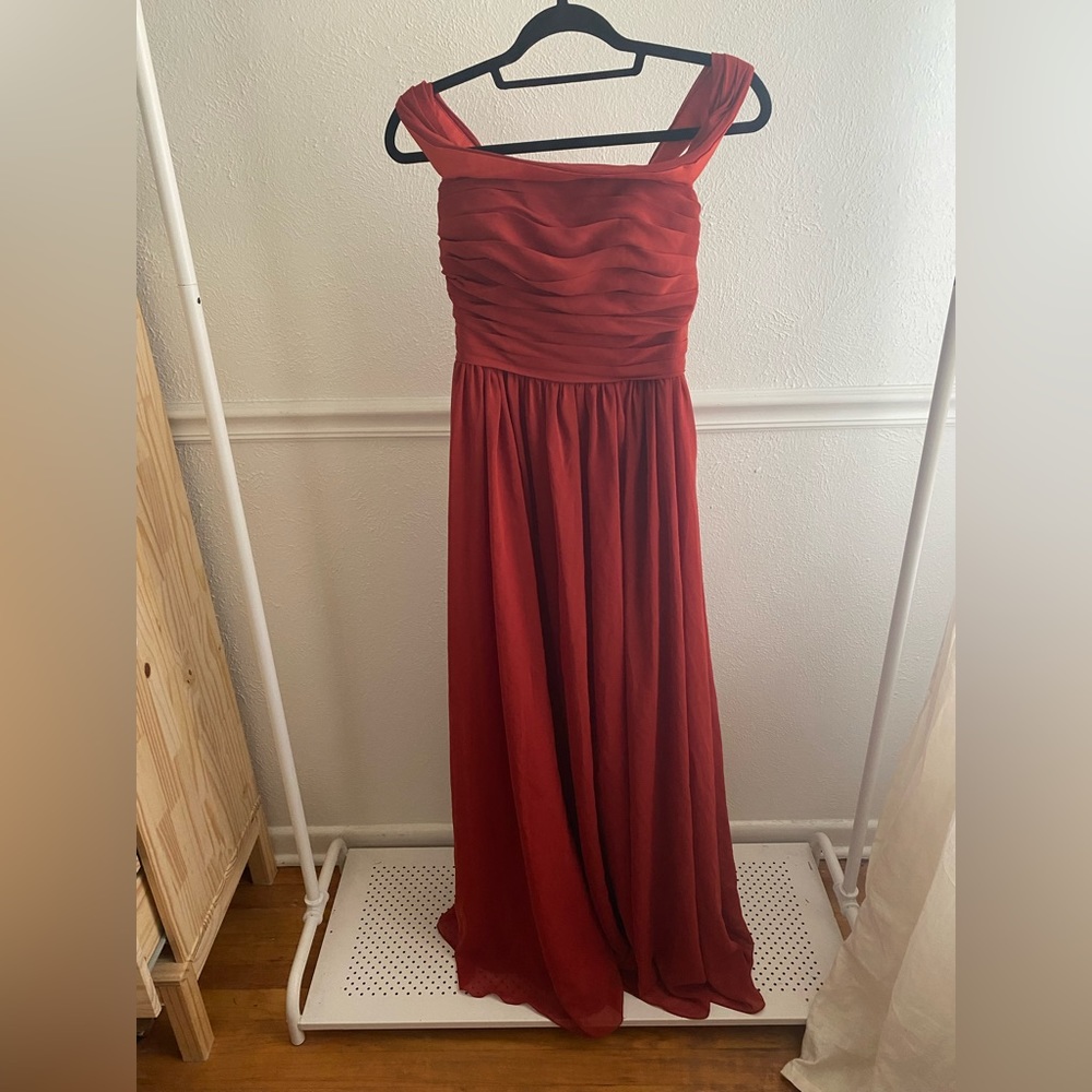JJ’s house red bridesmaids dress